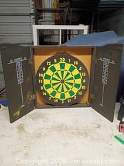 MaxSold Auction: Dart board and wall box - Le Roy (New York, USA) SELLER MANAGED Downsizing Online Auction - East Main Road