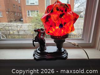 MaxSold Auction: Funky Art Deco Speckled Starburst Table Lamp with Glass and Metal Shade - Hamilton (Ontario, Canada) SELLER MANAGED Estate Sale Online Auction - East 35th