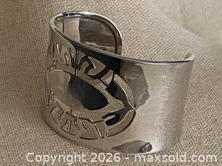 MaxSold Auction: MCM Sterling Silver Open Work Wide Cuff Bracelet with Ruby Accent - 52.4g - Toronto (Ontario, Canada) SELLER MANAGED Downsizing Online Auction - O'connor Drive (CONDO)
