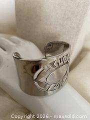MaxSold Auction: MCM Sterling Silver Open Work Wide Cuff Bracelet with Ruby Accent - 52.4g - Toronto (Ontario, Canada) SELLER MANAGED Downsizing Online Auction - O'connor Drive (CONDO)