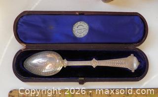 MaxSold Auction: Large boxed antique 1877 Collectible STERLING spoon - Victoria (British Columbia, Canada) SELLER MANAGED Downsizing Online Auction - Gorge Road. East (CONDO)