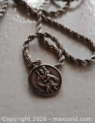 MaxSold Auction: Long thick sterling chain with St Christopher sterling pendant - Victoria (British Columbia, Canada) SELLER MANAGED Downsizing Online Auction - Gorge Road. East (CONDO)