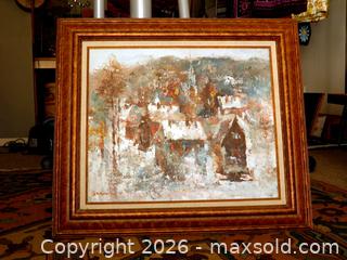 MaxSold Auction: Vintage LARGE Framed OIL on Canvas Laurentian Winter Scene-Signed - Victoria (British Columbia, Canada) SELLER MANAGED Downsizing Online Auction - Gorge Road. East (CONDO)