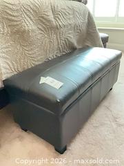MaxSold Auction: Black Faux Leather Storage Bench / Ottoman, Tufted Top - Los Angeles (California, USA) PARTNER MANAGED Moving Online Auction - Erwin Street (CONDO)