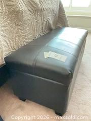 MaxSold Auction: Black Faux Leather Storage Bench / Ottoman, Tufted Top - Los Angeles (California, USA) PARTNER MANAGED Moving Online Auction - Erwin Street (CONDO)
