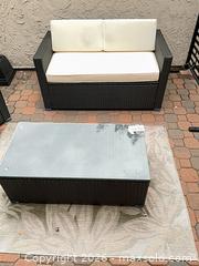MaxSold Auction: Outsunny Outdoor Resin Wicker Loveseat with Table & Rug - Los Angeles (California, USA) PARTNER MANAGED Moving Online Auction - Erwin Street (CONDO)