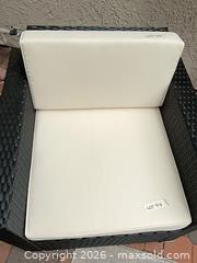 MaxSold Auction: Set of 2 Black Wicker Patio Chairs with White Cushions - Los Angeles (California, USA) PARTNER MANAGED Moving Online Auction - Erwin Street (CONDO)