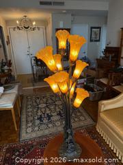 MaxSold Auction: Art Nouveau Style Multi-Light Lily Table Lamp with Glass Shades - Toronto (Ontario, Canada) SELLER MANAGED Estate Sale Online Auction - Walmer Road (CONDO)