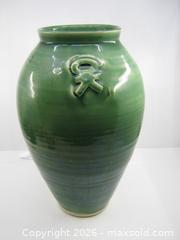 MaxSold Auction: Old Green Glaze Studio Pottery Vase Signed Indistinctly  - Esquimalt (British Columbia, Canada) SELLER MANAGED Downsizing Online Auction - Yarrow Place
