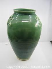 MaxSold Auction: Old Green Glaze Studio Pottery Vase Signed Indistinctly  - Esquimalt (British Columbia, Canada) SELLER MANAGED Downsizing Online Auction - Yarrow Place
