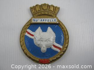 MaxSold Auction: Old Hand Painted Cast Metal HMCS Qu'Appelle Ships Crest - Esquimalt (British Columbia, Canada) SELLER MANAGED Downsizing Online Auction - Yarrow Place