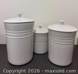 MaxSold Auction: (3) Le Creuset White Stoneware Storage Canisters - Toronto (Ontario, Canada) PARTNER MANAGED Reseller Online Auction - Queen Street West
