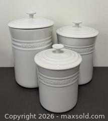 MaxSold Auction: (3) Le Creuset White Stoneware Storage Canisters - Toronto (Ontario, Canada) PARTNER MANAGED Reseller Online Auction - Queen Street West