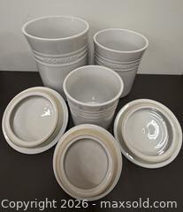 MaxSold Auction: (3) Le Creuset White Stoneware Storage Canisters - Toronto (Ontario, Canada) PARTNER MANAGED Reseller Online Auction - Queen Street West