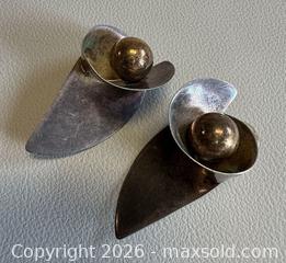MaxSold Auction: Modernist Signed Burkhardt BIRKS 925 Silver Earrings - Marked  - Toronto (Ontario, Canada) PARTNER MANAGED Reseller Online Auction - Queen Street West