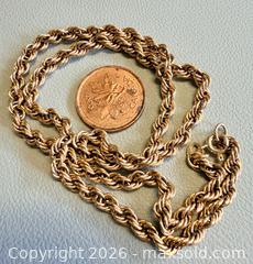 MaxSold Auction: Vintage 10K Yellow Gold Rope Chain Necklace - Marked  - Toronto (Ontario, Canada) PARTNER MANAGED Reseller Online Auction - Queen Street Wt.