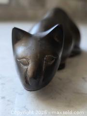 MaxSold Auction: 1930s - 1940s Brass Crouching Cat Sculpture, Modern Minimalist, Heavy Saturated Patina - 7"l x 2.5"h x 2.75"w - Kingston (Ontario, Canada) SELLER MANAGED Downsizing Online Auction - Abdo Road