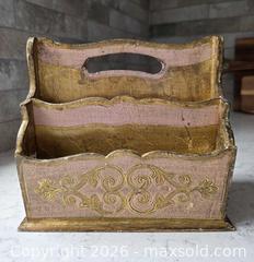 MaxSold Auction: 1950s Vintage - Pink & Gold Wood Letter, Napkin and Photo Holder - Kingston (Ontario, Canada) SELLER MANAGED Downsizing Online Auction - Abdo Road