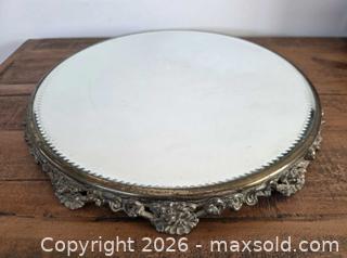 MaxSold Auction: Antique - 13" Silver Plate Mirror Plateau C. 1890-1920 Ornate Floral Beveled Tray  - Kingston (Ontario, Canada) SELLER MANAGED Downsizing Online Auction - Abdo Road