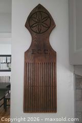 MaxSold Auction: Antique 19th century hand carved tape loom monogrammed E.C.C.. Beautiful antique folk art - 24" x 7" - Kingston (Ontario, Canada) SELLER MANAGED Downsizing Online Auction - Abdo Road