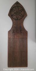 MaxSold Auction: Antique 19th century hand carved tape loom monogrammed E.C.C.. Beautiful antique folk art - 24" x 7" - Kingston (Ontario, Canada) SELLER MANAGED Downsizing Online Auction - Abdo Road