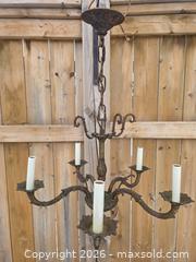 MaxSold Auction: Antique Brass 5-Light Chandelier, Stamped and Tagged, Made in Spain  - Kingston (Ontario, Canada) SELLER MANAGED Downsizing Online Auction - Abdo Road
