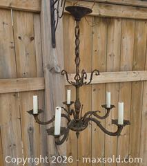 MaxSold Auction: Antique Brass 5-Light Chandelier, Stamped and Tagged, Made in Spain  - Kingston (Ontario, Canada) SELLER MANAGED Downsizing Online Auction - Abdo Road