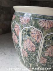 MaxSold Auction: Asian-inspired Porcelain Floral Planter with Geometric Border - In perfect conditon - Kingston (Ontario, Canada) SELLER MANAGED Downsizing Online Auction - Abdo Road