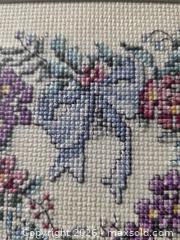 MaxSold Auction: Framed Cross-Stitch "Heartfelt Wreath" Floral Wreath - Excellent Condition - Kingston (Ontario, Canada) SELLER MANAGED Downsizing Online Auction - Abdo Road