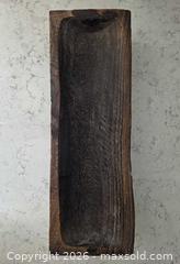 MaxSold Auction:  Smaller solid Wood Dough Bowl / Trough, Dark Brown Distressed Finish (Not Vintage) - 17"L x 5 3/4"W 3.5"H  - Kingston (Ontario, Canada) SELLER MANAGED Downsizing Online Auction - Abdo Road