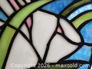 MaxSold Auction: Stained Glass Floral & Rabbit Window Hanging, Metal Frame -  11" Dia - Kingston (Ontario, Canada) SELLER MANAGED Downsizing Online Auction - Abdo Road