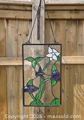 MaxSold Auction: Vintage - Stained Glass Hummingbird & Floral Panel, Metal Frame, 12–24" - Kingston (Ontario, Canada) SELLER MANAGED Downsizing Online Auction - Abdo Road
