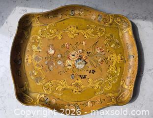MaxSold Auction: Vintage Hand-Painted Toleware Decorative Serving Tray, Made in Japan  - Kingston (Ontario, Canada) SELLER MANAGED Downsizing Online Auction - Abdo Road