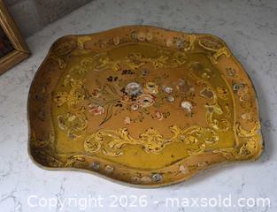 MaxSold Auction: Vintage Hand-Painted Toleware Decorative Serving Tray, Made in Japan  - Kingston (Ontario, Canada) SELLER MANAGED Downsizing Online Auction - Abdo Road