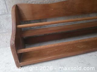 MaxSold Auction: Vintage Solid Wood Brown Spice Rack — Wall or Freestanding - Size: 22"L x 6"H x 4.75"D   - Kingston (Ontario, Canada) SELLER MANAGED Downsizing Online Auction - Abdo Road