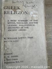 MaxSold Auction: Antique Book on Greek Religion - Pickering (Ontario, Canada) SELLER MANAGED Reseller Online Auction - Old Brock Road