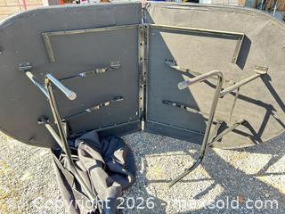 MaxSold Auction: Oval 8-Player Foldable Poker Table Top - Red Felt, Black Rail - Clarington (Ontario, Canada) SELLER MANAGED Downsizing Online Auction - Green Road