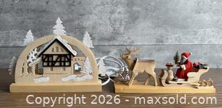 MaxSold Auction: Christmas Decor: Mini Lightarch - Frame House & ERZGEBIRGE Deer Drawn Sleigh with Santa on Platform - Los Gatos (California, USA) SELLER MANAGED Estate Sale Online Auction - East Main Street