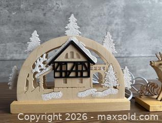 MaxSold Auction: Christmas Decor: Mini Lightarch - Frame House & ERZGEBIRGE Deer Drawn Sleigh with Santa on Platform - Los Gatos (California, USA) SELLER MANAGED Estate Sale Online Auction - East Main Street