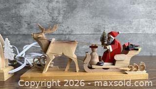 MaxSold Auction: Christmas Decor: Mini Lightarch - Frame House & ERZGEBIRGE Deer Drawn Sleigh with Santa on Platform - Los Gatos (California, USA) SELLER MANAGED Estate Sale Online Auction - East Main Street