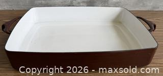 MaxSold Auction: Vintage 1960s Dansk Kobenstyle Roasting or Casserole Pan, Enamel on Steel, Made in France - Los Gatos (California, USA) SELLER MANAGED Estate Sale Online Auction - East Main Street