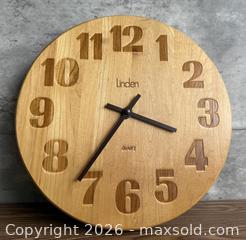 MaxSold Auction: Vintage 1970s Danish Modern Linden Round Wooden Clock - Los Gatos (California, USA) SELLER MANAGED Estate Sale Online Auction - East Main Street