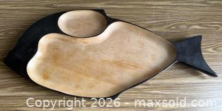 MaxSold Auction: Vintage Hand-Carved Wooden Fish Divided Platter Charcuterie Board Serving Dish  - Los Gatos (California, USA) SELLER MANAGED Estate Sale Online Auction - East Main Street
