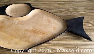 MaxSold Auction: Vintage Hand-Carved Wooden Fish Divided Platter Charcuterie Board Serving Dish  - Los Gatos (California, USA) SELLER MANAGED Estate Sale Online Auction - East Main Street