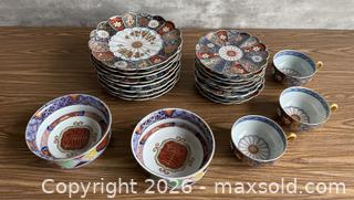 MaxSold Auction: Vintage Japanese Imari Chrysanthemum Brocade Arita Porcelain Plates, Bowls, & Teacups Set - Los Gatos (California, USA) SELLER MANAGED Estate Sale Online Auction - East Main Street