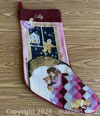 MaxSold Auction: Vintage Lands' End Wool Needlepoint Christmas Stocking LILLY - Los Gatos (California, USA) SELLER MANAGED Estate Sale Online Auction - East Main Street