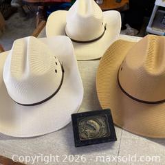 MaxSold Auction: Cowboy hats and belt buckle - North Cowichan (British Columbia, Canada) SELLER MANAGED Moving Online Auction - Maple Bay Road