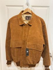 MaxSold Auction: Handmade in Italy Tan Suede Bomber Jacket by Emporio Millennium - San Jose (California, USA) PARTNER MANAGED Estate Sale Online Auction - East Humboldt Street