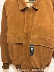 MaxSold Auction: Handmade in Italy Tan Suede Bomber Jacket by Emporio Millennium - San Jose (California, USA) PARTNER MANAGED Estate Sale Online Auction - East Humboldt Street
