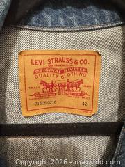 MaxSold Auction: Levi's Blue Denim Trucker Jacket Size 42 Made in USA - San Jose (California, USA) PARTNER MANAGED Estate Sale Online Auction - East Humboldt Street